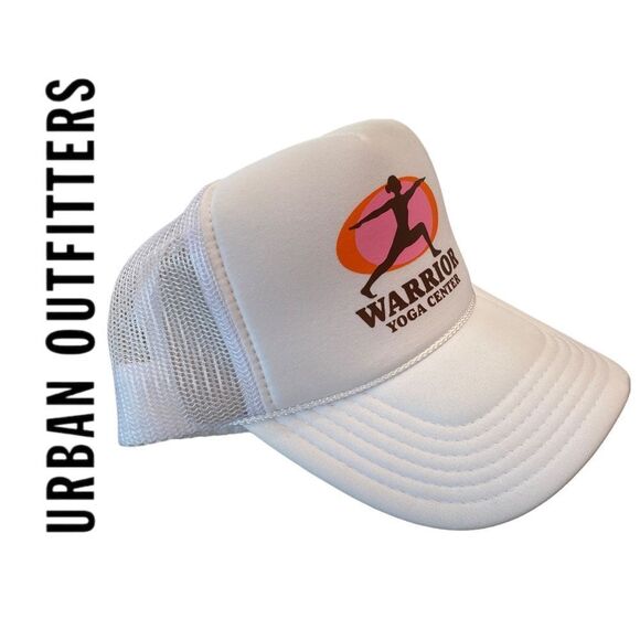 NEW Urban Outfitters UO Warrior Yoga Center White Trucker Cap Hat - Picture 2 of 3